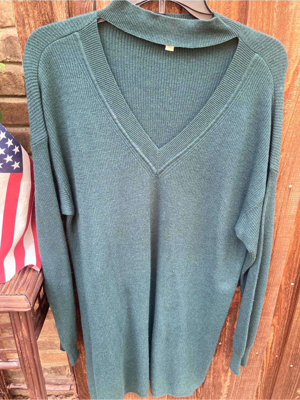 Gianni Bini Deep Teal V-Neck Longline Sweater